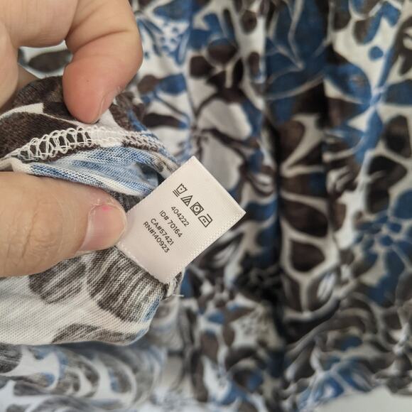 Women's LOFT Sunwashed Floral Off Shoulder Blouse Top Large Brown Blue - Picture 6 of 7